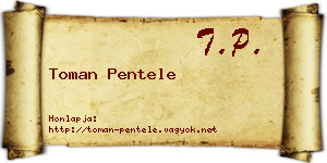 Toman Pentele névjegykártya